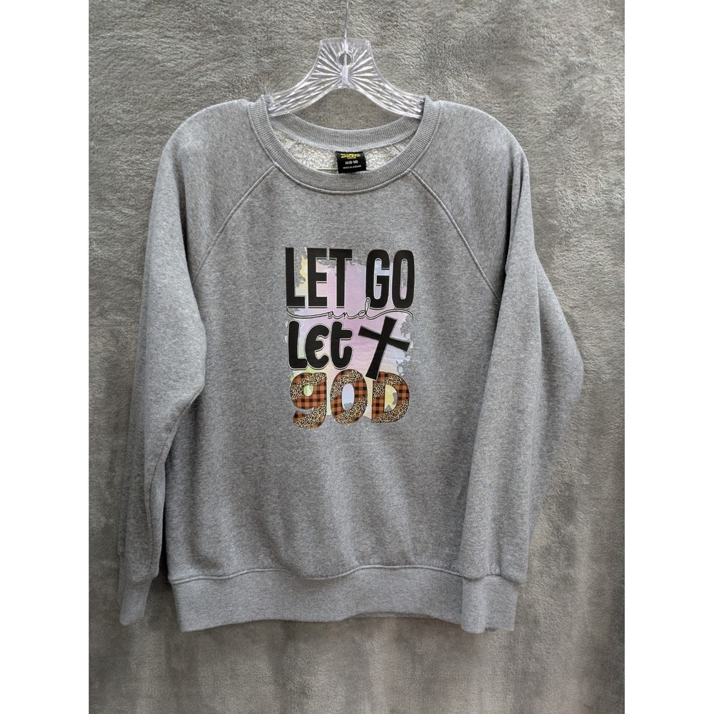 Christian Sweatshirt Women's M 8-10‎ Upcycled Share Your Faith Let Go Let God